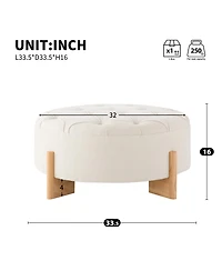 Rainsken 32" Round Tufted Ottoman