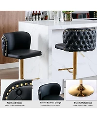 Rainsken Barstools Set of 2 - Modern Pu Leather Bar Stools