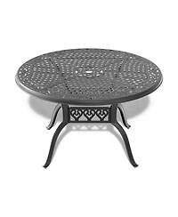 Clihome -inch Cast Aluminum Patio Dining Table With Frame and Umbrella Hole