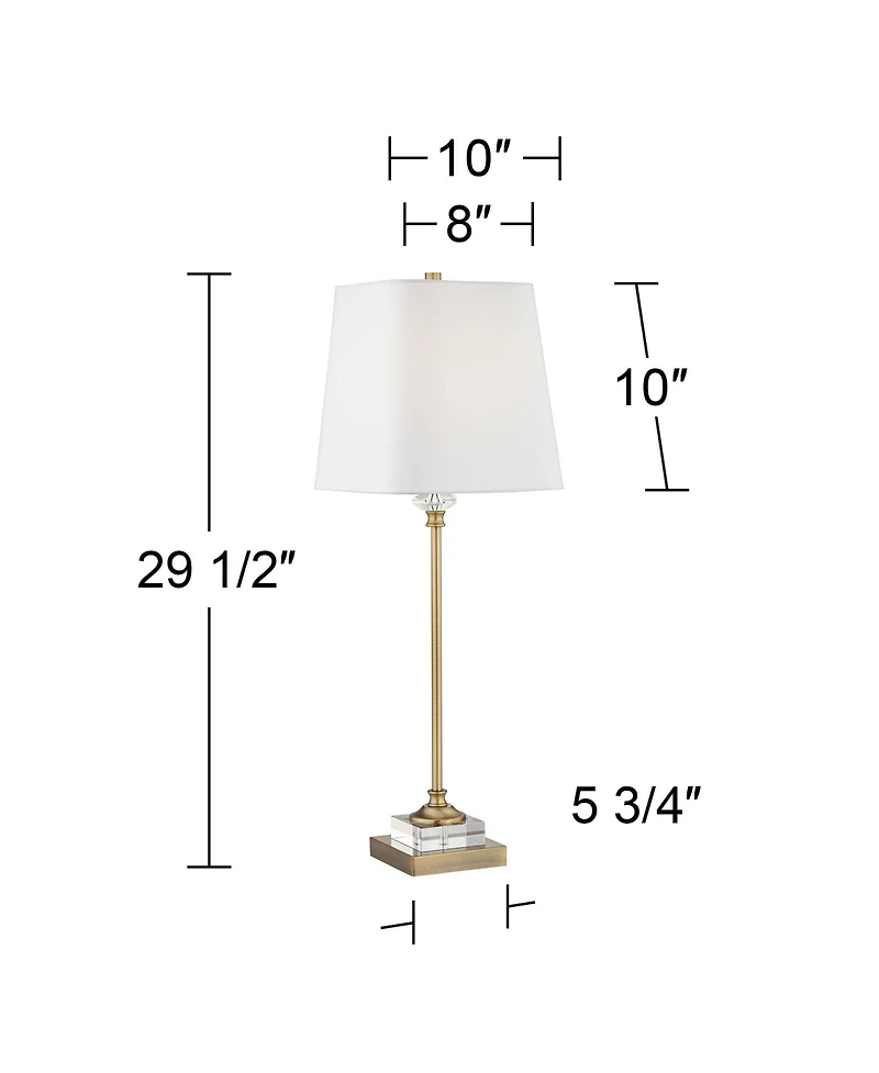 Regency Hill Julia 29 1/2" Tall Skinny Buffet Traditional End Table Lamp Usb Dimmer Gold Finish Crystal Living Room Charging