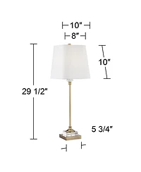 Regency Hill Julia 29 1/2" Tall Skinny Buffet Traditional End Table Lamp Usb Dimmer Gold Finish Crystal Living Room Charging