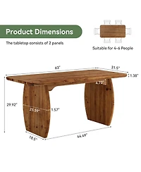 Tribesigns 63-Inch Solid Wood Executive Desk, Large Office Computer Desk with Sturdy Wooden Legs, Farmhouse Writing Table