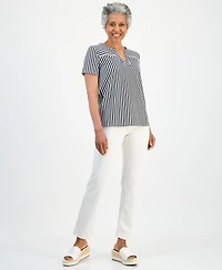 Style & Co Petite Striped Short-Sleeve Yoke Top, Macy's Exclusive