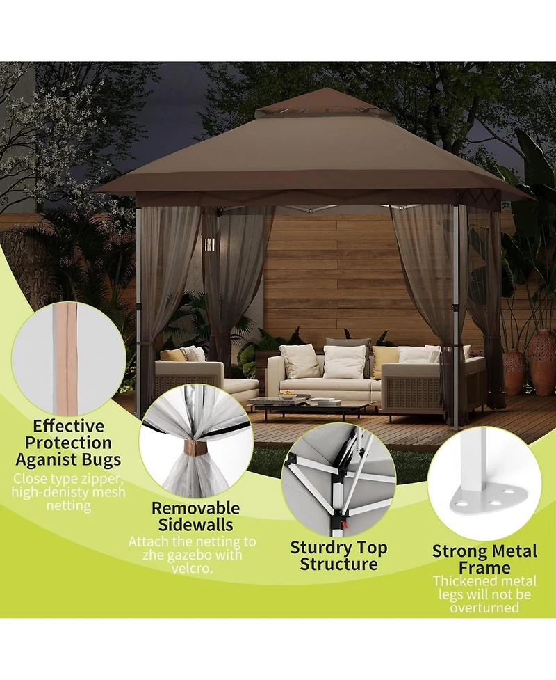 gaomon Pop Up Gazebo, Outdoor Canopy Tent with Mosquito Netting, Curtains