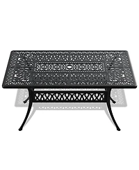 Clihome Cast Aluminum Patio Dining Table Frame and Umbrella Hole