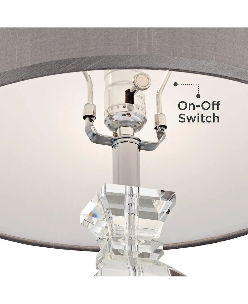 Vienna Full Spectrum Sherry 25" High Modern Table Lamp Usb Dimmer Crystal Single Gray Shade Living Room Charging Bedroom Bedside