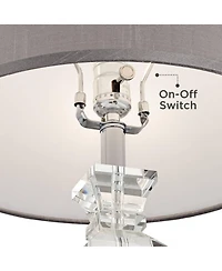 Vienna Full Spectrum Sherry 25" High Modern Table Lamp Usb Dimmer Crystal Single Gray Shade Living Room Charging Bedroom Bedside