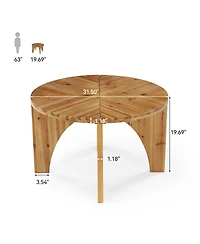 Tribesigns Solid Wood Round Coffee Table, Farmhouse Center Table with Curved Legs, Circle Cocktail Tea Table