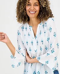 Style & Co Petite Pintucked V-Neck Top, Macy's Exclusive