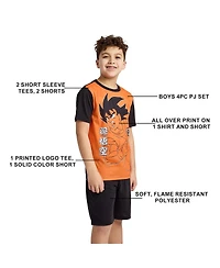 Dragon Ball Z Big Boys Goku and Kanji 4-Pack Pajama Set -14