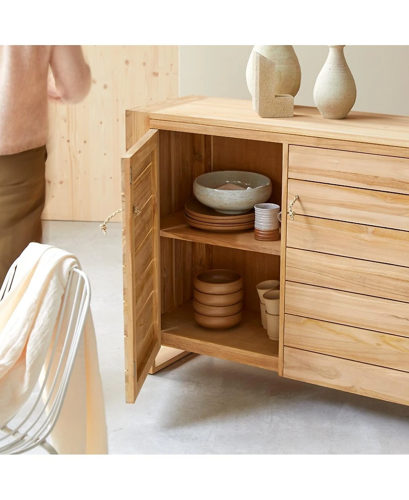 Tikamoon 170 cm Solid Teak Minimalist Sideboard Kitchen Cupboard