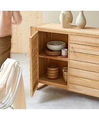 Tikamoon 170 cm Solid Teak Minimalist Sideboard Kitchen Cupboard