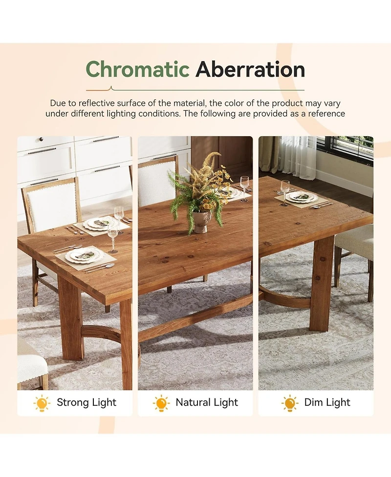 Tribesigns 63" Solid Wood Dining Table for 4-6, Farmhouse Rectangle Kitchen Table with Thicken Tabletop and Sturdy Construction, Wooden Dinner Ta