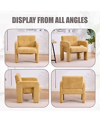 Rainsken Modern Accent Chair, Chenille Fabric Upholstered Armchair, Single Lounge Chair for Living Room, Bedroom, Reading Nook