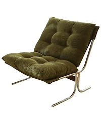 Rainsken Modern Accent Chair, Upholstered Reading Chair with Metal Chrome Frame, Comfy Living Room Chair for Home Office and Bedroom