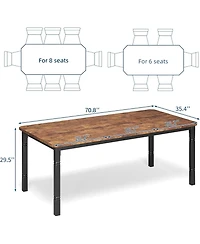 gaomon 71" Industrial Dining Table, Long Kitchen Table with Chamfer Corner and Heavy Duty Metal Legs, Easy Assembly