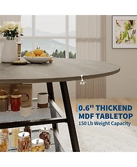 gaomon Dining Room Round Table Set for 4-6, Circle Kitchen Dining Table with Metal Base, 42 Inch Wooden Round DiningTable, Wood Kitchen Tables