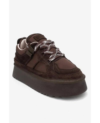 Forever & Always Shoes Women's Riven Leather Platform Sneaker