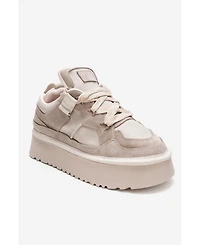 Forever & Always Shoes Women's Riven Leather Platform Sneaker