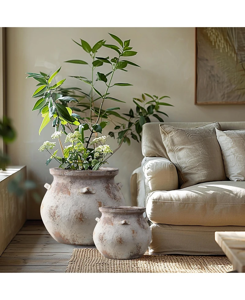 LuxenHome Rustic Cauldron MgO Planter Pot