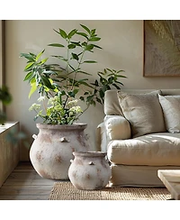 LuxenHome Rustic Cauldron MgO Planter Pot