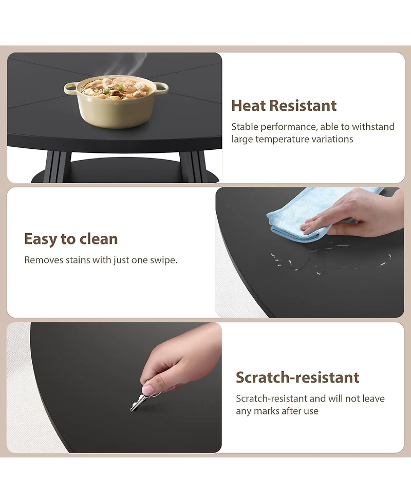 gaomon Round Dining Table for 4-6, 47.2 in Farmhouse Kitchen Table with Storage, Circle Dinner Tables for Kitchen, Dining Room