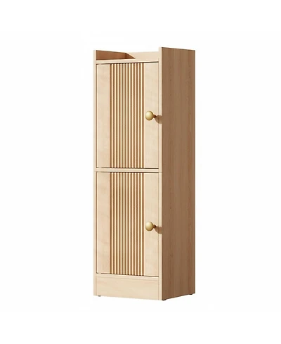 Yigii Small Bathroom Storage Cabinet Farmhouse Floor 2 Adjustable Shelves Double Doors Slim Narrow Toilet Paper Organizer