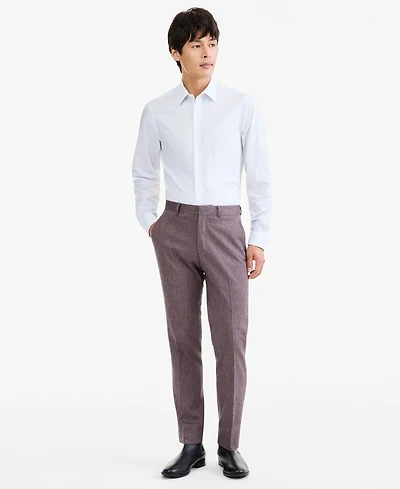 Kenneth Cole Reaction Men's Eggplant Herringbone Slim Techni-Cole Pants