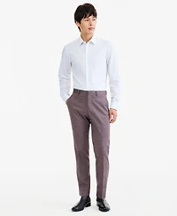 Kenneth Cole Reaction Men's Eggplant Herringbone Slim Techni-Cole Pants