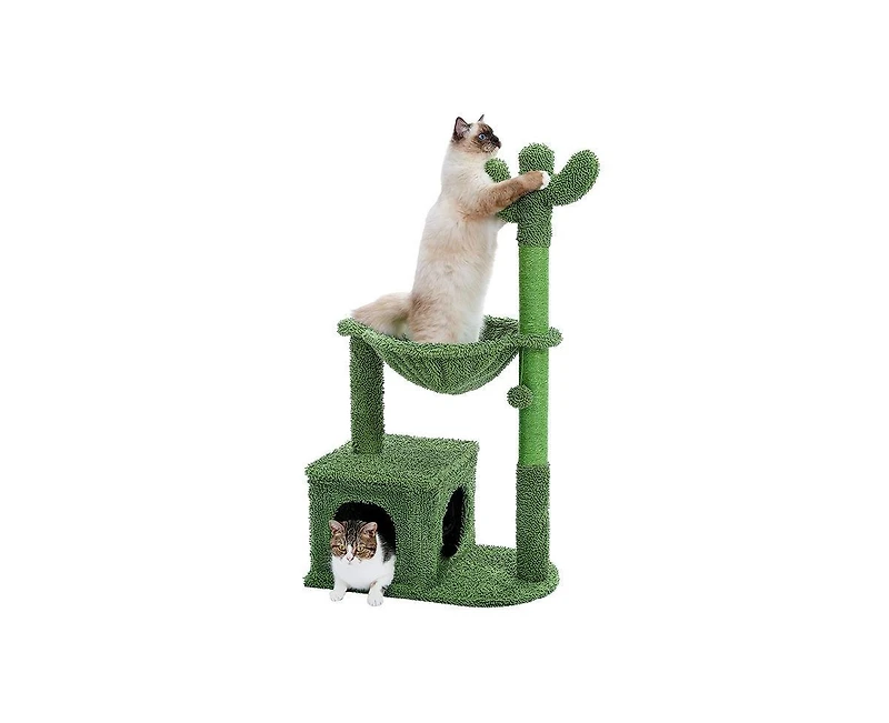 Aostirmotor Cactus Cat Tree with Large Condo Sisal Rope, Indoor Cat Tower with Scratching Posts