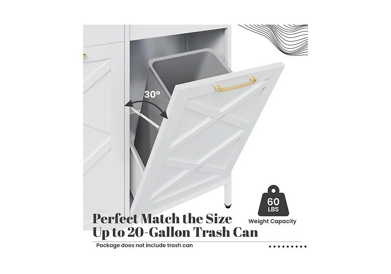 Aecojoy Double Tilt Out Trash Can Cabinet, 20 Gallon Metal Proof Trash Can with 2 Drawers