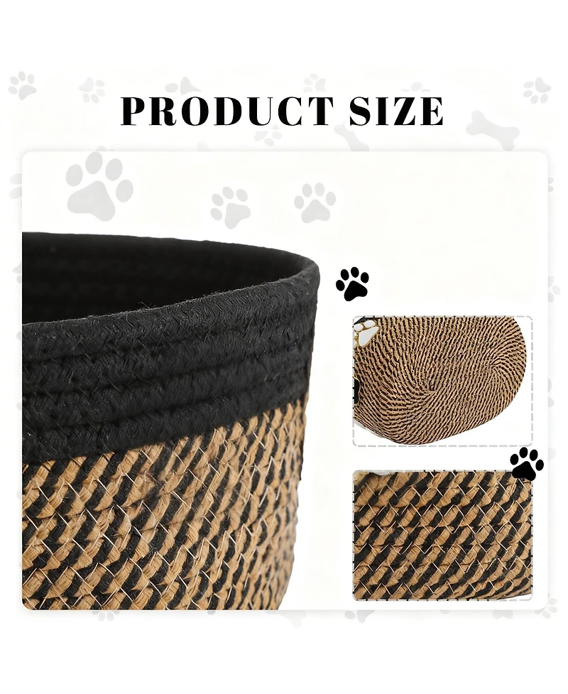 Yigii 3 Rectangular Woven Rope Storage Baskets for Home Organization