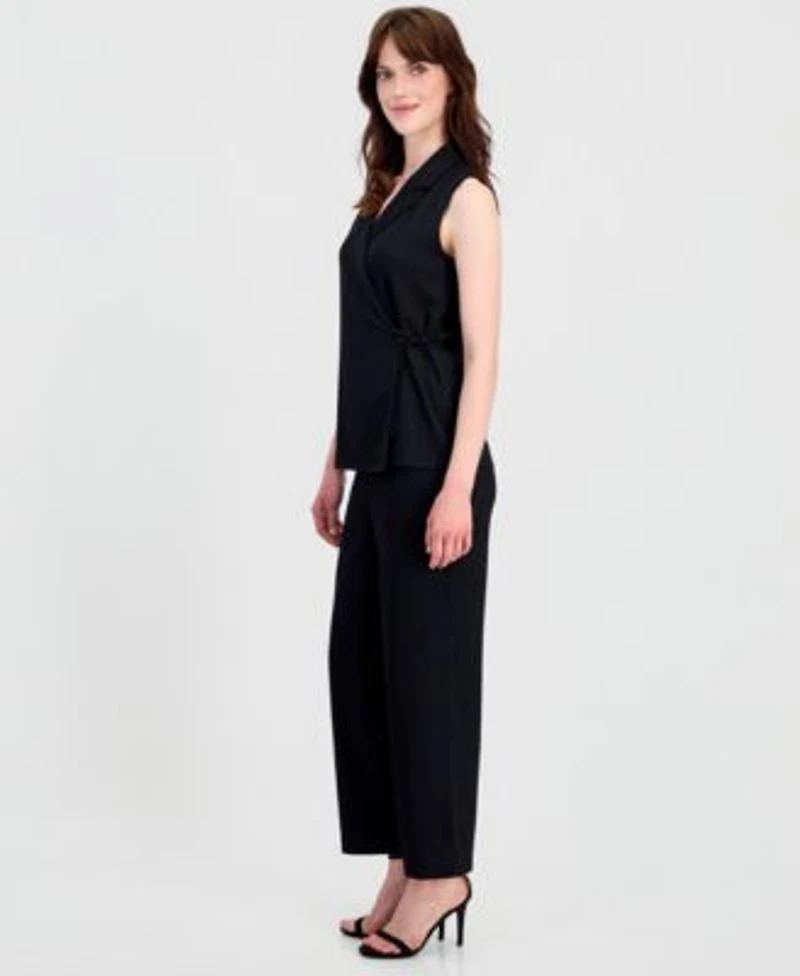 Anne Klein Sleeveless Wrap Top Pull On Pants