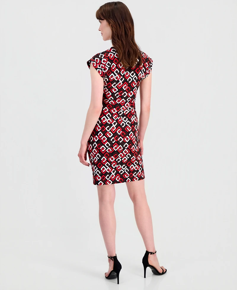 Anne Klein Women's V-Neck Side-Tie Cap-Sleeve Dress