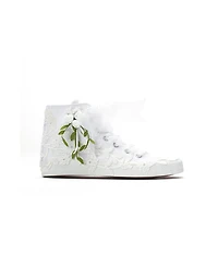 Forever & Always Shoes Women's Sylvara Floral Lace Ribbon Bridal High Top Sneaker