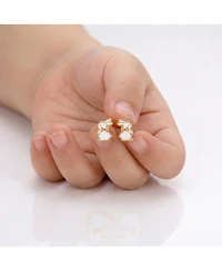 GiGiGirl Sterling Silver 14K Gold Plated White Enamel & Pink Bow Tie Bunny Rabbit Stud Earrings