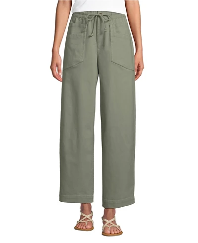 Lands' End Women's Herringbone Chino High Rise Relaxed Straight Drawstring Ankle Pants