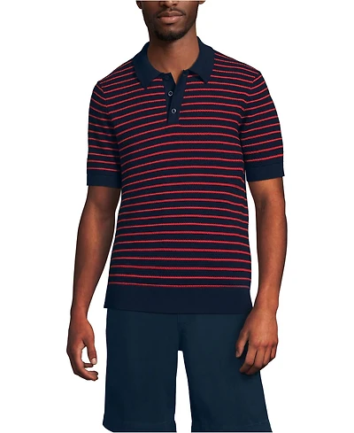 Lands' End Men's Short Sleeve Fine Gauge Sweater Polo