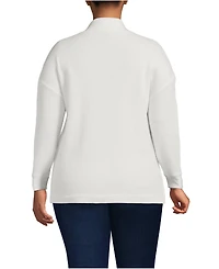 Lands' End Plus Long Sleeve Waffle Shawl Collar Henley