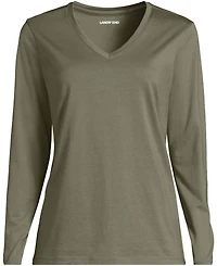 Lands' End Plus Relaxed Supima Cotton Long Sleeve V-Neck T-Shirt