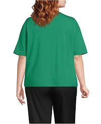 Lands' End Plus Supima Jersey Half Sleeve Splitneck Shirt