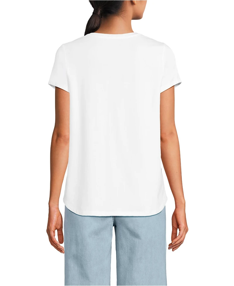 Lands' End Women's Short Sleeve Lightweight Jersey Scoop Neck T-shirt