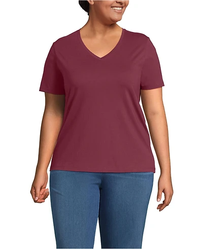 Lands' End Plus Relaxed Supima Cotton V-Neck T-Shirt