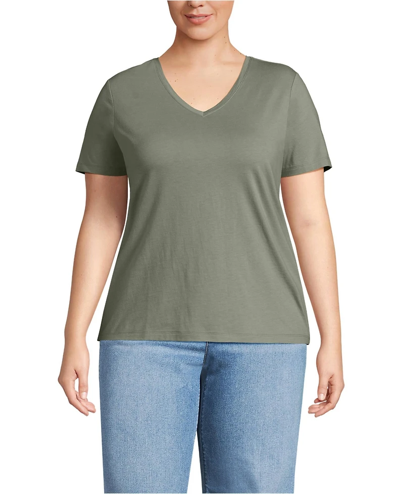 Lands' End Plus Relaxed Supima Cotton V-Neck T-Shirt