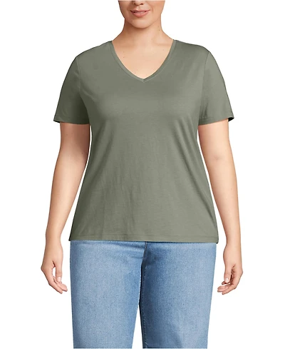 Lands' End Plus Relaxed Supima Cotton V-Neck T-Shirt