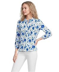 Lands' End Women's Lightweight Jersey Button Pintuck Top