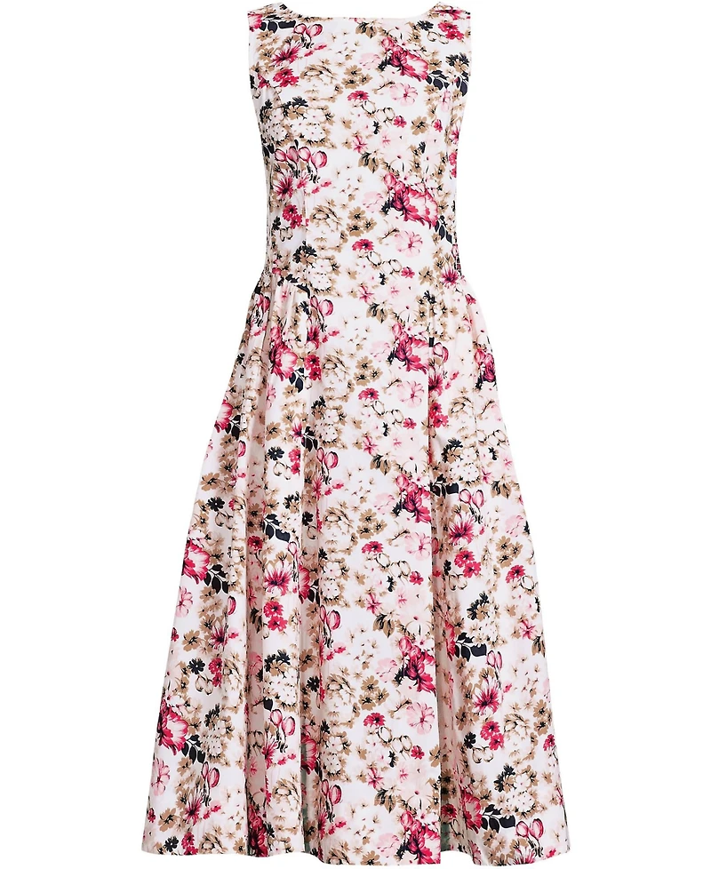 Lands' End Women's Poplin Boatneck Midi Dress