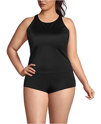 Lands' End Women's Tugless High Neck Strappy Back Tankini Top