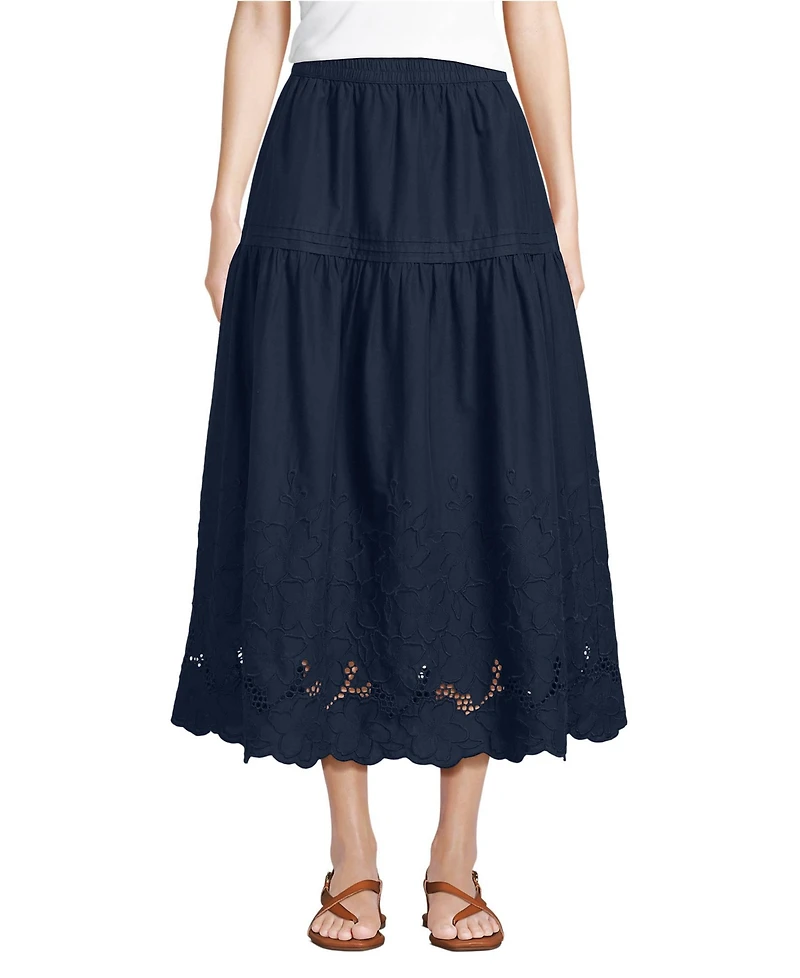 Lands' End Women's Voile Eyelet Maxi Skirt