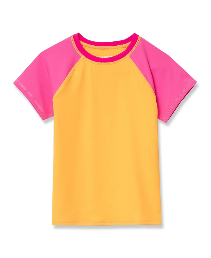 Lands' End Girls Short Sleeve Crew Neck Swim Rash Guard